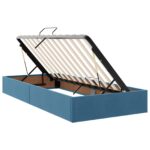 vidaXL Postel s úložným prostorem a matrací Tmavomodrá 90 x 200 cm – Obrázok 4