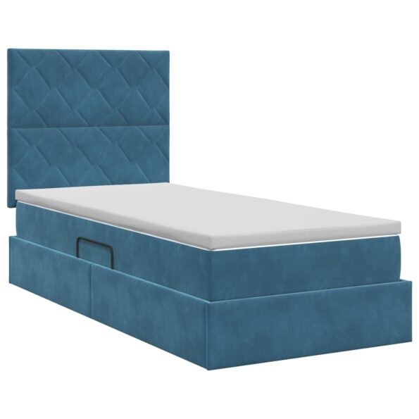 vidaXL Postel s úložným prostorem a matrací Tmavomodrá 90 x 200 cm – Obrázok 7