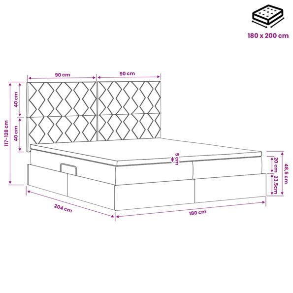 vidaXL Úložná posteľ s čelnou doskou Modrá 200 x 200 cm Látka – Obrázok 11