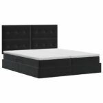 vidaXL Úložná posteľ s čelnou doskou Čierna 200 x 200 cm Zamat – Obrázok 7