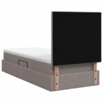 vidaXL LED úložná posteľ s matracom Sivohnedá 100 x 200 cm Látka – Obrázok 8
