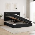 vidaXL LED úložná posteľ s matracom Čierna 140 x 190 cm Látka – Obrázok 12