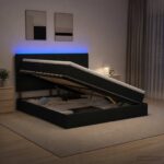 vidaXL LED úložná posteľ s matracom Čierna 140 x 190 cm Látka – Obrázok 13