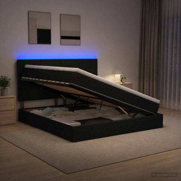vidaXL LED úložná posteľ s matracom Čierna 140 x 190 cm Látka – Obrázok 13