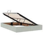 vidaXL LED úložná posteľ s matracom Svetlosivá 160 x 200 cm Zamat – Obrázok 4
