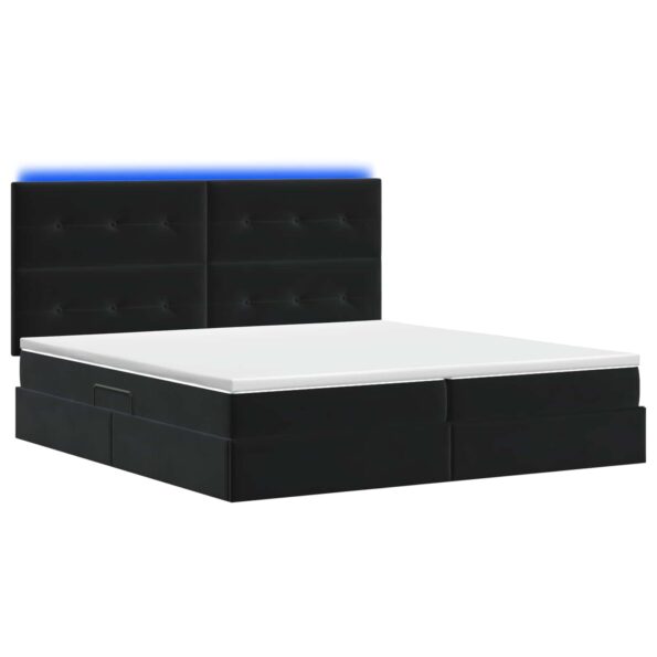 vidaXL LED úložná posteľ s matracom Čierna 200 x 200 cm Zamat – Obrázok 7