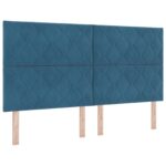 vidaXL LED úložná posteľ s matracom Tmavomodrá 180 x 200 cm Zamat – Obrázok 3