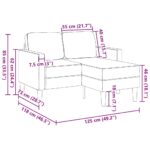 vidaXL 2-miestna pohovka s ležadlom v tvare L, svetlosivá 125 cm, umelá koža – Obrázok 9