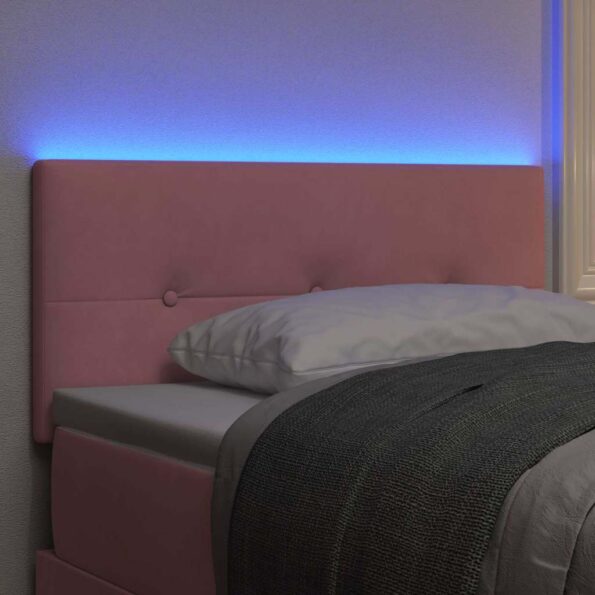 vidaXL LED hlavová doska s LED pásikmi Ružová 90 cm Zamat – Obrázok 4