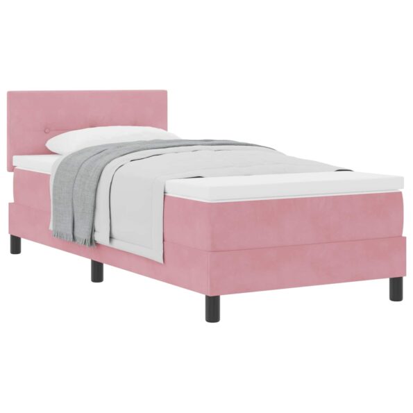 vidaXL Posteľ s pružinovým rámom Ružová 90 x 190 cm Zamat – Obrázok 2