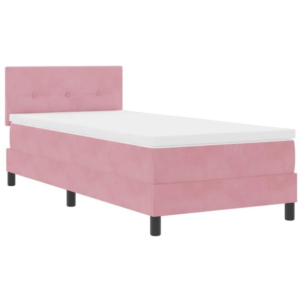 vidaXL Posteľ s pružinovým rámom Ružová 90 x 190 cm Zamat – Obrázok 4
