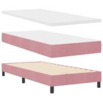 vidaXL Posteľ s pružinovým rámom Ružová 90 x 190 cm Zamat – Obrázok 5
