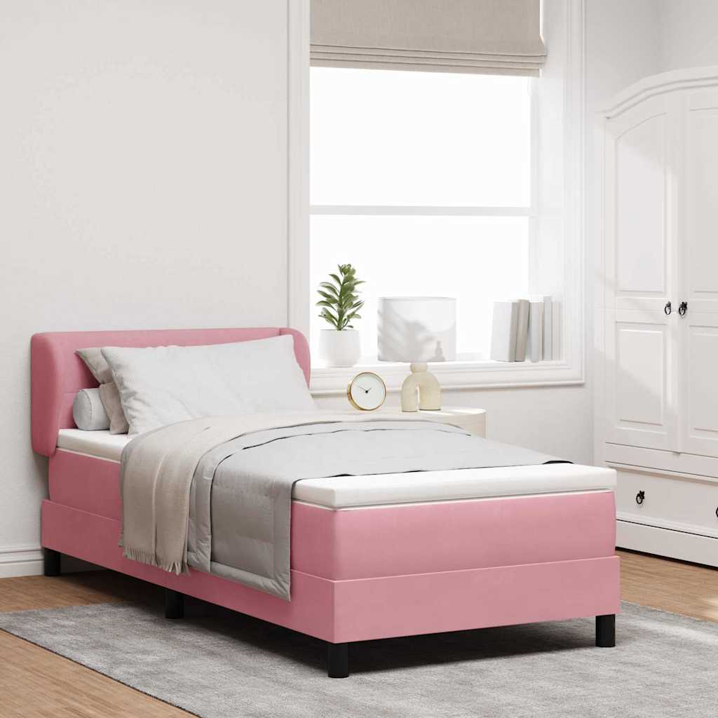 3340375_1.jpg vidaXL Posteľ s pružinovým rámom Ružová 90 x 200 cm Zamat – Obrázok 1