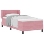 vidaXL Posteľ s pružinovým rámom Ružová 90 x 200 cm Zamat – Obrázok 2