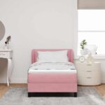 vidaXL Posteľ s pružinovým rámom Ružová 90 x 200 cm Zamat – Obrázok 3