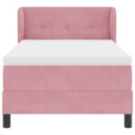 vidaXL Posteľ s pružinovým rámom Ružová 90 x 200 cm Zamat – Obrázok 6