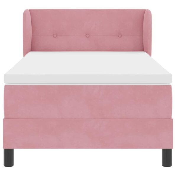 vidaXL Posteľ s pružinovým rámom Ružová 90 x 200 cm Zamat – Obrázok 6