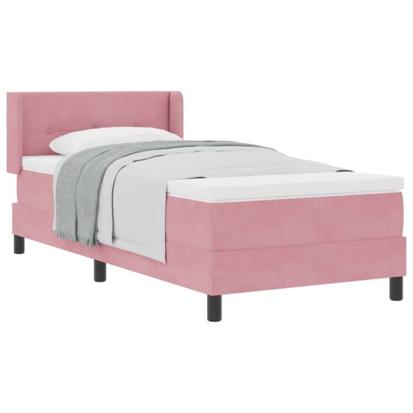 vidaXL Posteľ s pružinovým rámom Ružová 190 x 90 cm Zamat – Obrázok 2