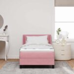 vidaXL Posteľ s pružinovým rámom Ružová 190 x 90 cm Zamat – Obrázok 3