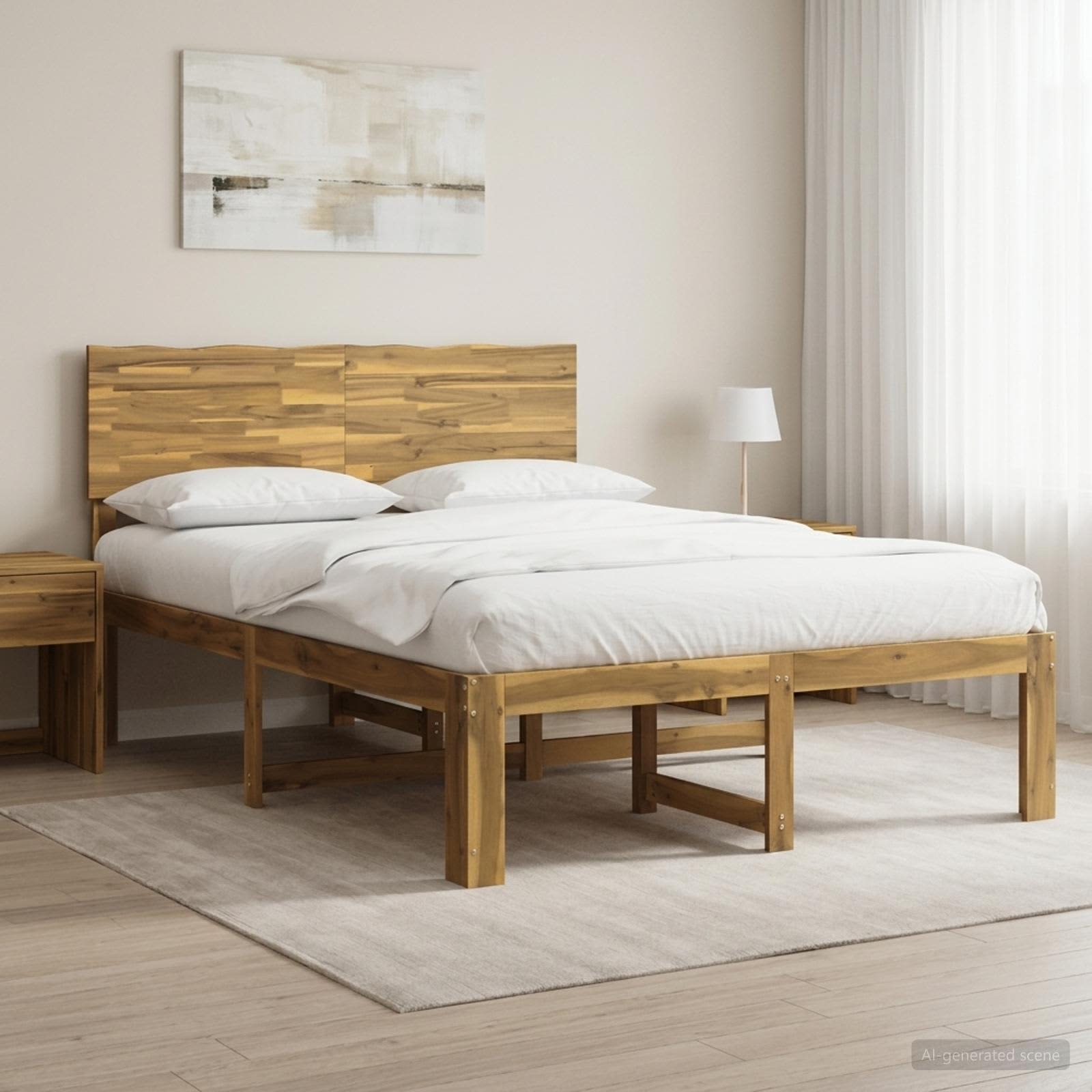 3405412_1.jpg vidaXL Posteľový rám s čelom dvojlôžkový ROSTOCK Biela 140 x 190 cm – Obrázok 1