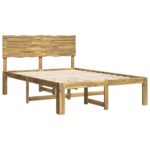vidaXL Posteľový rám s čelom dvojlôžkový ROSTOCK Biela 140 x 190 cm – Obrázok 3
