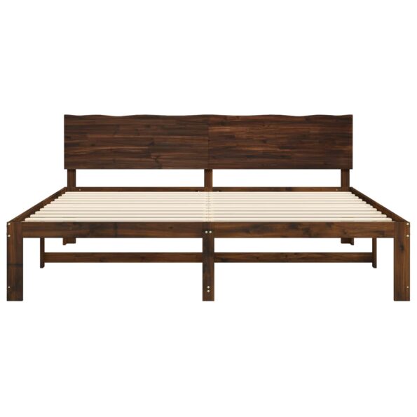 vidaXL Posteľový rám s čelom dvojlôžkový ROSTOCK Tmavohnedá – Obrázok 4