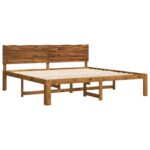 vidaXL Posteľový rám s čelom dvojlôžkový ROSTOCK Prírodná 180 x 200 cm – Obrázok 3