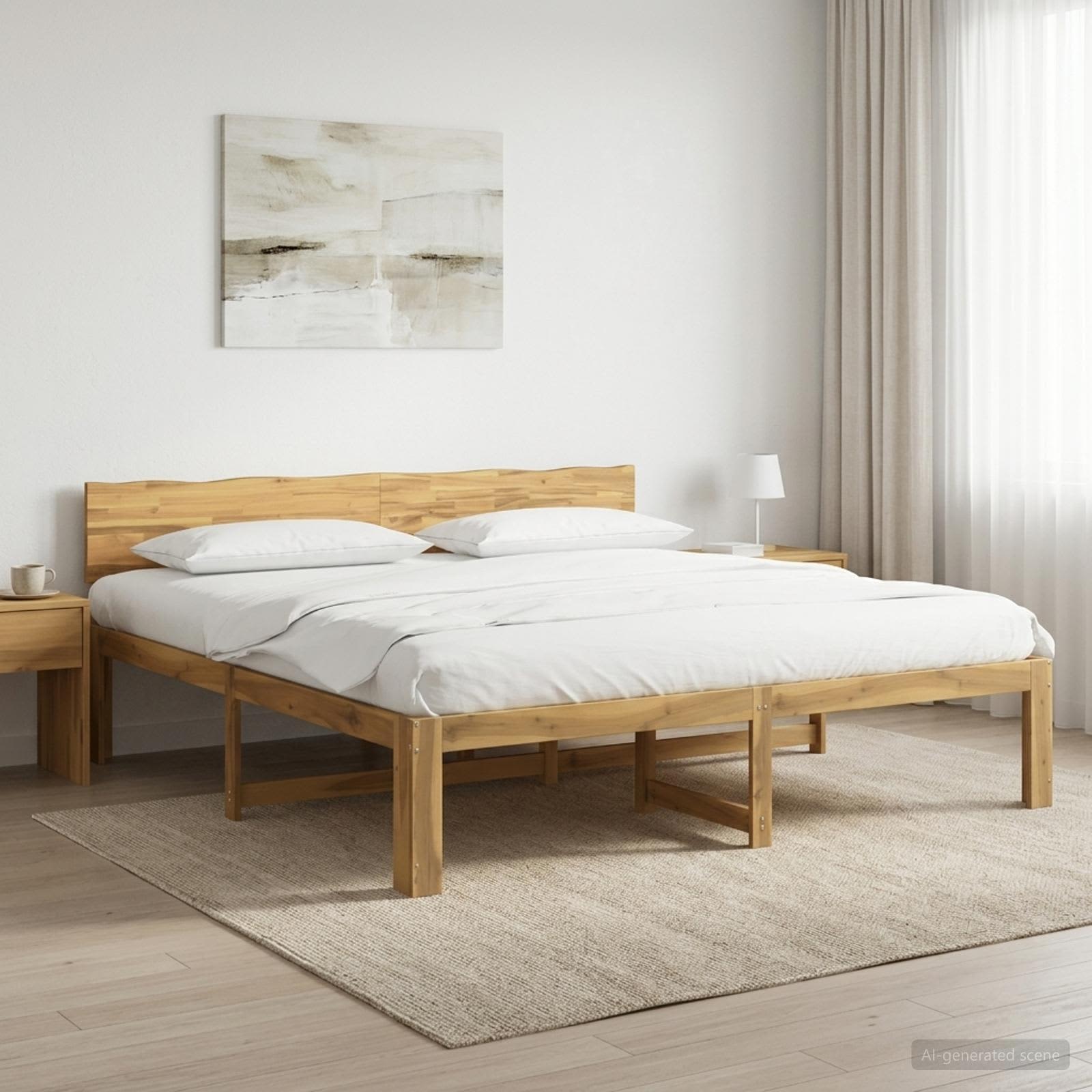 3405472_1.jpg vidaXL Posteľový rám s čelom dvojlôžkový ROSTOCK Biela 200 x 200 cm – Obrázok 1