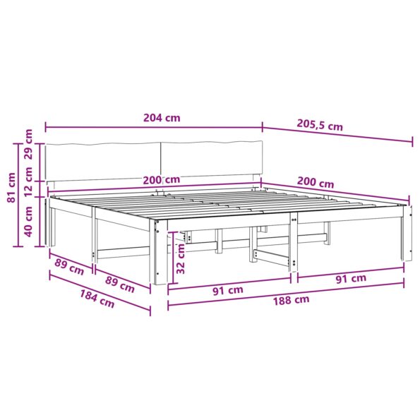 vidaXL Posteľový rám s čelom dvojlôžkový ROSTOCK Biela 200 x 200 cm – Obrázok 10