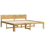 vidaXL Posteľový rám s čelom dvojlôžkový ROSTOCK Biela 200 x 200 cm – Obrázok 3