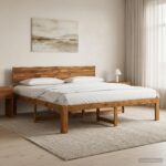 vidaXL Posteľový rám s čelom dvojlôžkový ROSTOCK Prírodná 193 x 203 cm