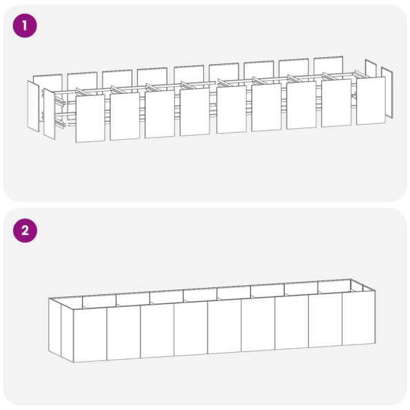 vidaXL Záhradný kvetináč Strieborná 360 x 80 x 60 cm Pozinkovaná oceľ – Obrázok 6