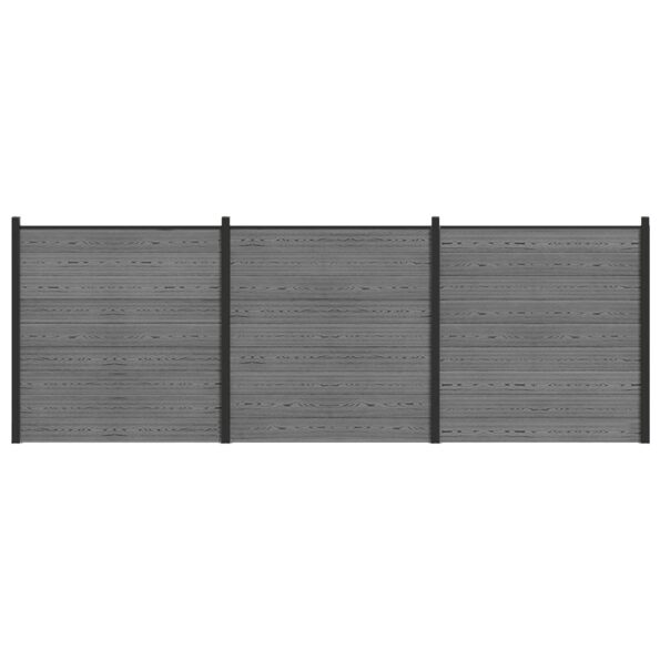 vidaXL Súprava plotov 526 x 186 cm WPC a hliník Sivá – Obrázok 2