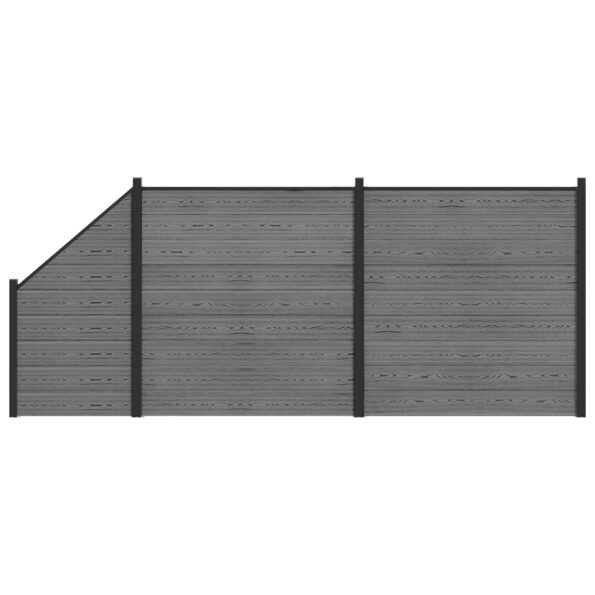 vidaXL Súprava plotov 446 x 186 cm WPC a hliník Sivá – Obrázok 2