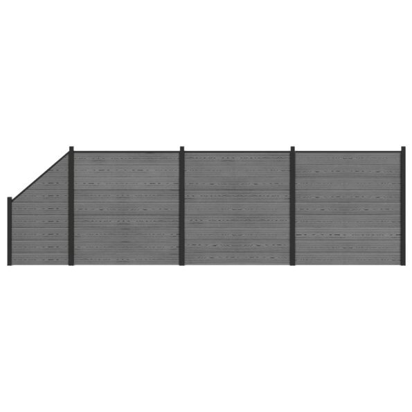 vidaXL Súprava plotov 619 x 186 cm WPC a hliník Sivá – Obrázok 2