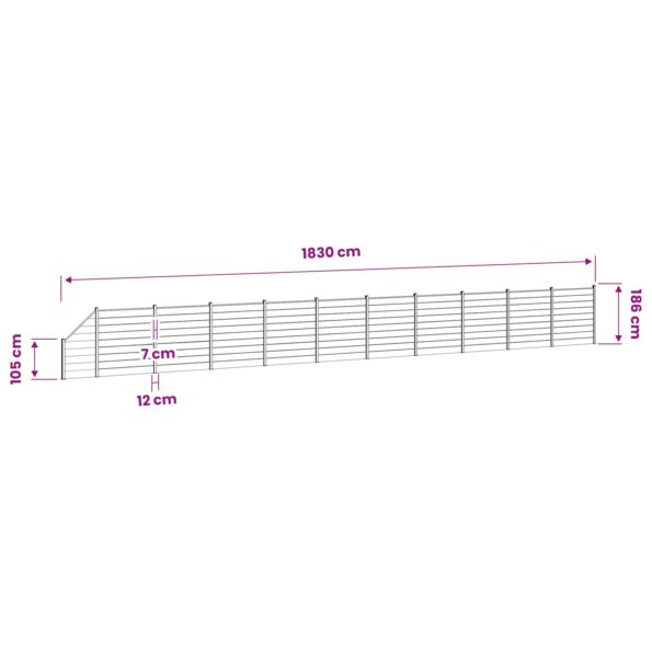 vidaXL Súprava plotov 1830 x 186 cm WPC a hliník Sivá – Obrázok 12