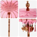 vidaXL Balijský slnečník s podstavcom 2 ks Ružová Bavlna – Obrázok 4