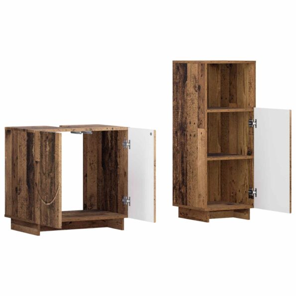 vidaXL Set kúpeľňových skriniek 2 ks Staré drevo Spracované drevo – Obrázok 5