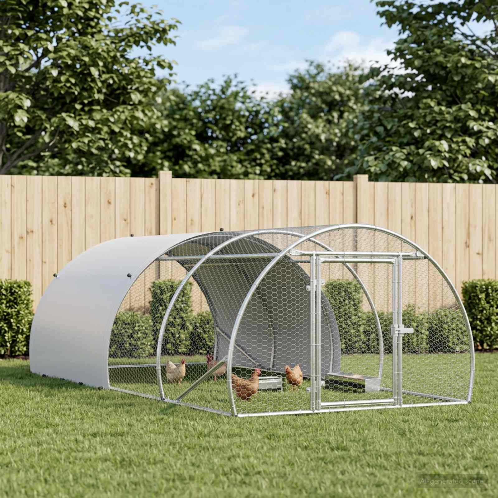 3434666_1.jpg vidaXL Kurník pre kurčatá Strieborná 400 x 150 x 100 cm – Obrázok 1