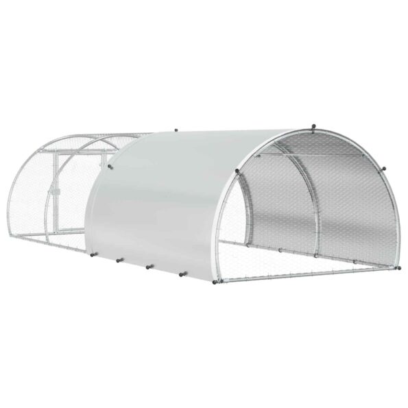 vidaXL Kurník pre kurčatá Strieborná 400 x 150 x 100 cm – Obrázok 5