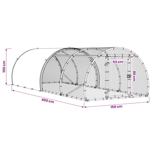 vidaXL Kurník pre kurčatá Strieborná 400 x 150 x 100 cm – Obrázok 9
