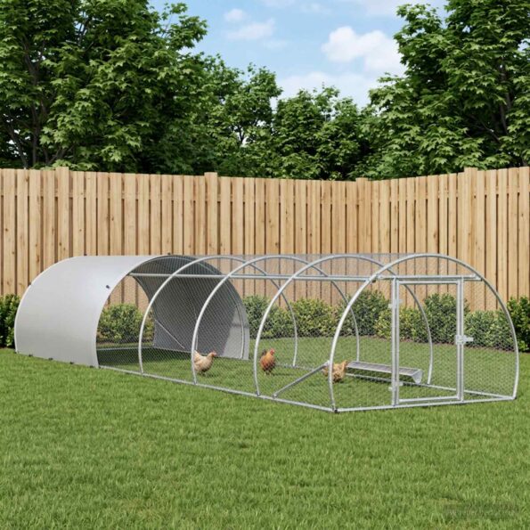 vidaXL Kurník pre kurčatá Strieborná 600 x 150 x 100 cm – Obrázok 10
