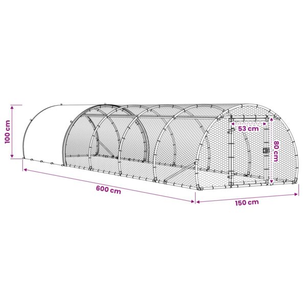 vidaXL Kurník pre kurčatá Strieborná 600 x 150 x 100 cm – Obrázok 9