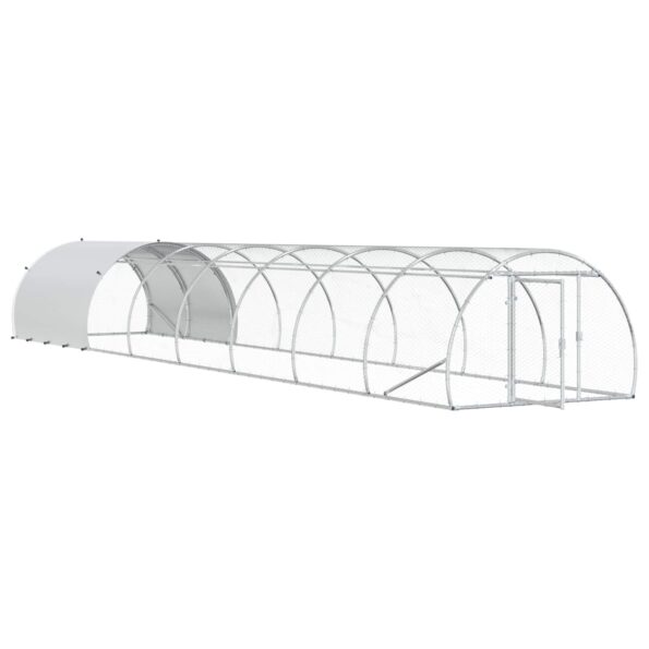 vidaXL Kurník pre kurčatá Strieborná 800 x 150 x 100 cm – Obrázok 2