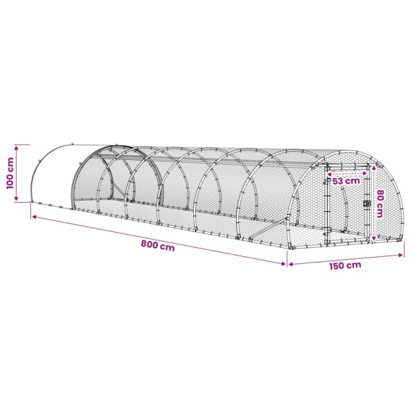 vidaXL Kurník pre kurčatá Strieborná 800 x 150 x 100 cm – Obrázok 9