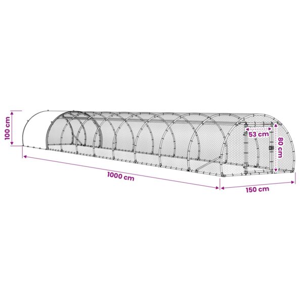 vidaXL Kurník pre kurčatá Strieborná 1000 x 150 x 100 cm – Obrázok 9