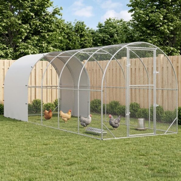 vidaXL Kurník pre kurčatá Strieborná 600 x 200 x 200 cm – Obrázok 10
