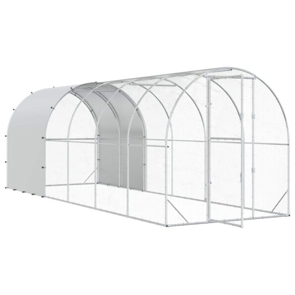 vidaXL Kurník pre kurčatá Strieborná 600 x 200 x 200 cm – Obrázok 2