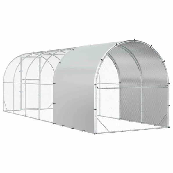 vidaXL Kurník pre kurčatá Strieborná 600 x 200 x 200 cm – Obrázok 5