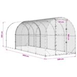 vidaXL Kurník pre kurčatá Strieborná 600 x 200 x 200 cm – Obrázok 9